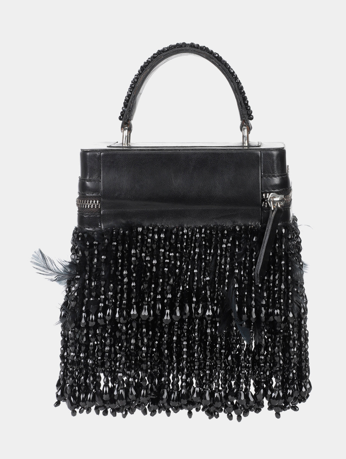 Premium Black Crystal Beaded & Embellished Box Handbag