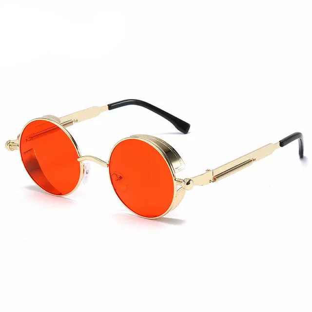 Metal Frame Vintage Look High Quality Sunglasses Oculos de sol - Gold Red