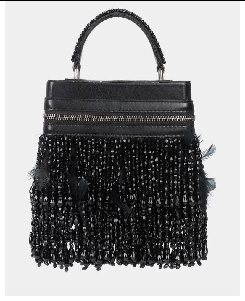 Premium Black Crystal Beaded & Embellished Box Handbag