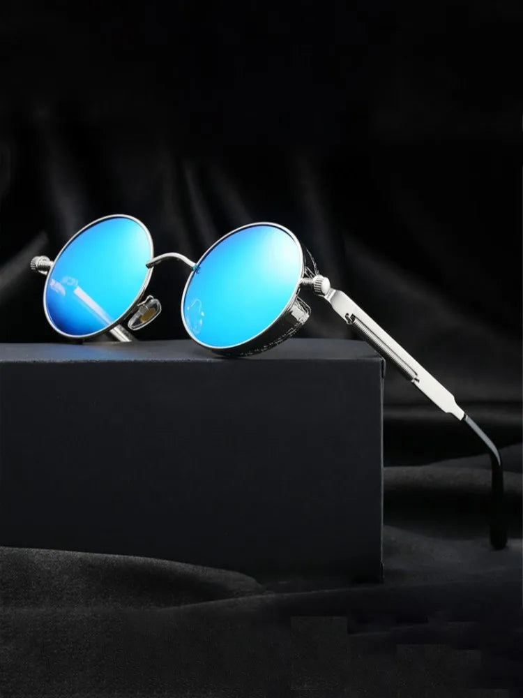 Metal Frame Vintage Look High Quality Sunglasses Oculos de sol - Black Gray