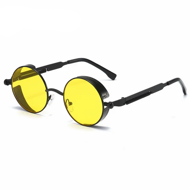 Metal Frame Vintage Look High Quality Sunglasses Oculos de sol - Black Yellow