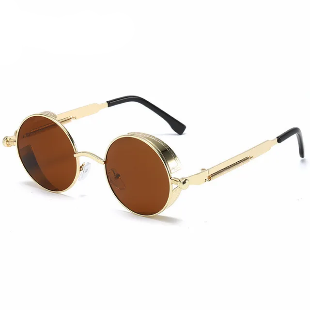 Metal Frame Vintage Look High Quality Sunglasses Oculos de sol - Gold Tea