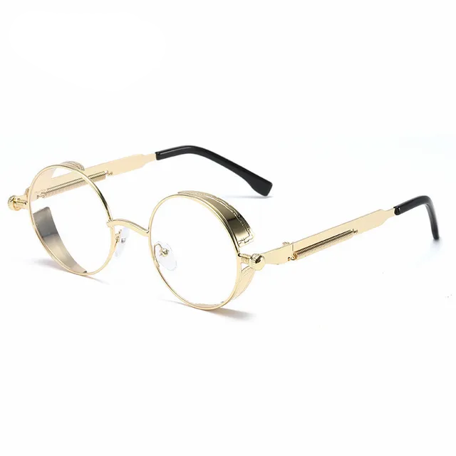 Metal Frame Vintage Look High Quality Sunglasses Oculos de sol - Gold Clear